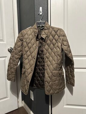 Eddie Bauer Quilted Taupe Brown Diamond-Pattern Jacket
